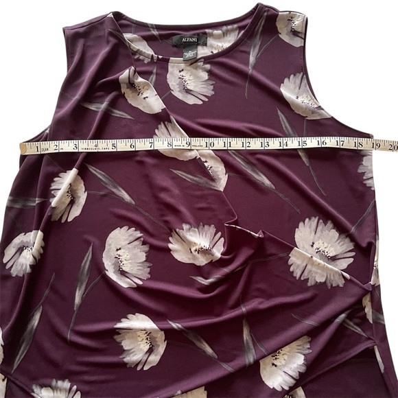 Alfani Purple Floral Faux Wrap Blouse Sz M - Picture 3 of 6
